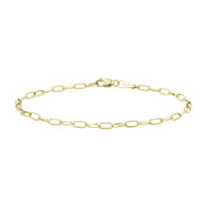 NOUVEAUTÉ Bracelet chaîne à maillons trombone 19 cm en or jaune 14 carats massif (2,4 mm)