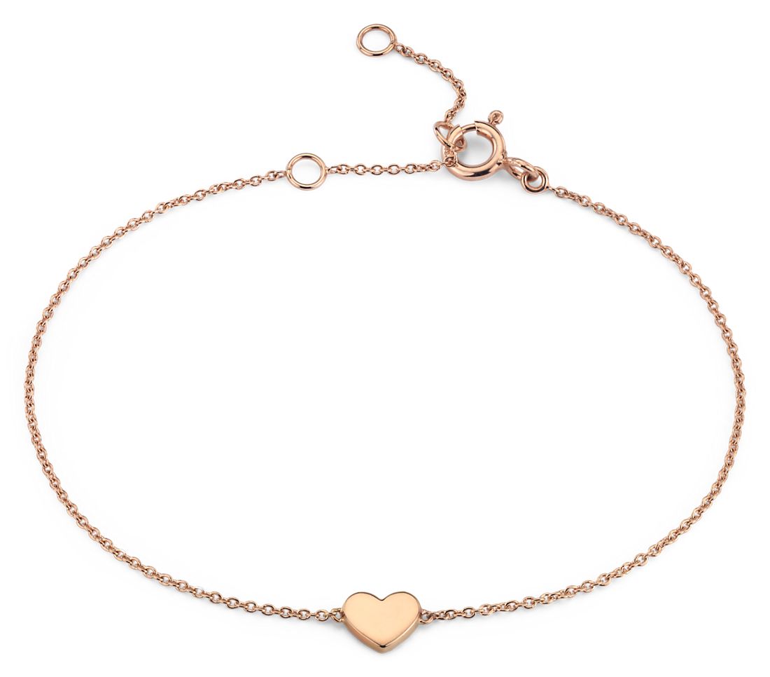 Petite Heart Bracelet in 14k Rose Gold (7 in.)