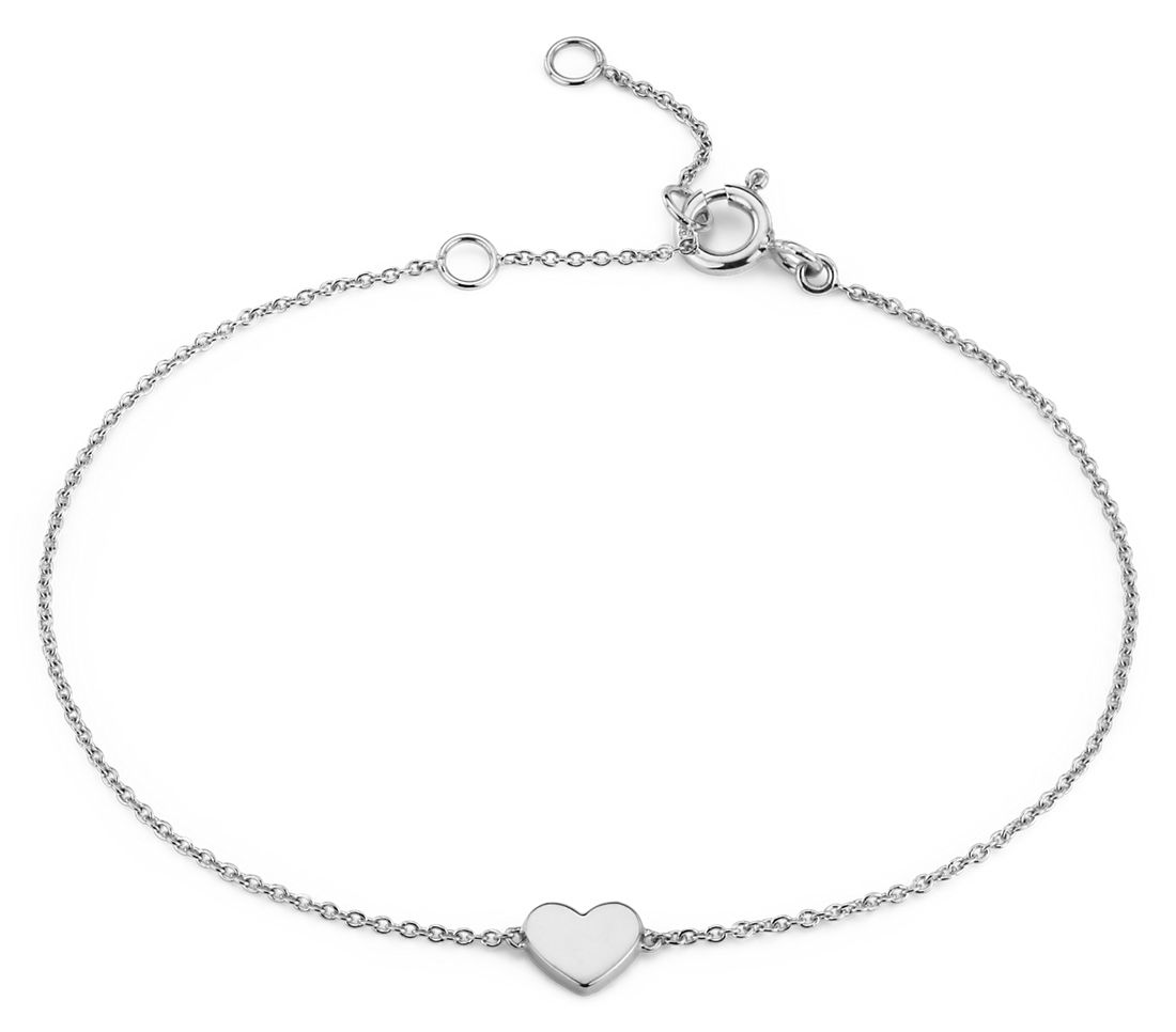 Petite Heart Bracelet in 14k White Gold (7 in.)