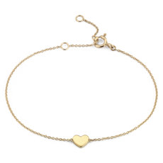 7&quot; Petite Heart Bracelet in 14k Yellow Gold (7.9 mm)