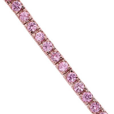 Pink Sapphire Tennis Bracelet in 14k Rose Gold (2mm)