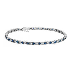 14k 白金 Riviera 蓝宝石钻石手链（2.2 毫米）