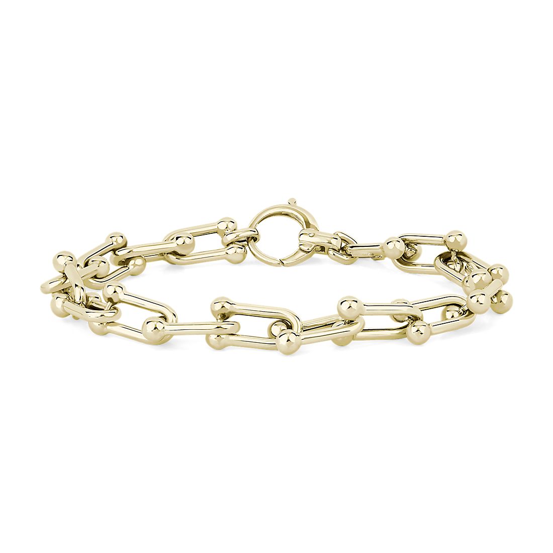 8" Shiny Fancy Links Bracelet in 14k Yellow Gold