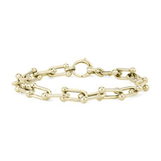 8&quot; Shiny Fancy Links Bracelet in 14k Yellow Gold