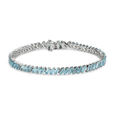Sky Blue Topaz Baguette Bracelet in Sterling Silver