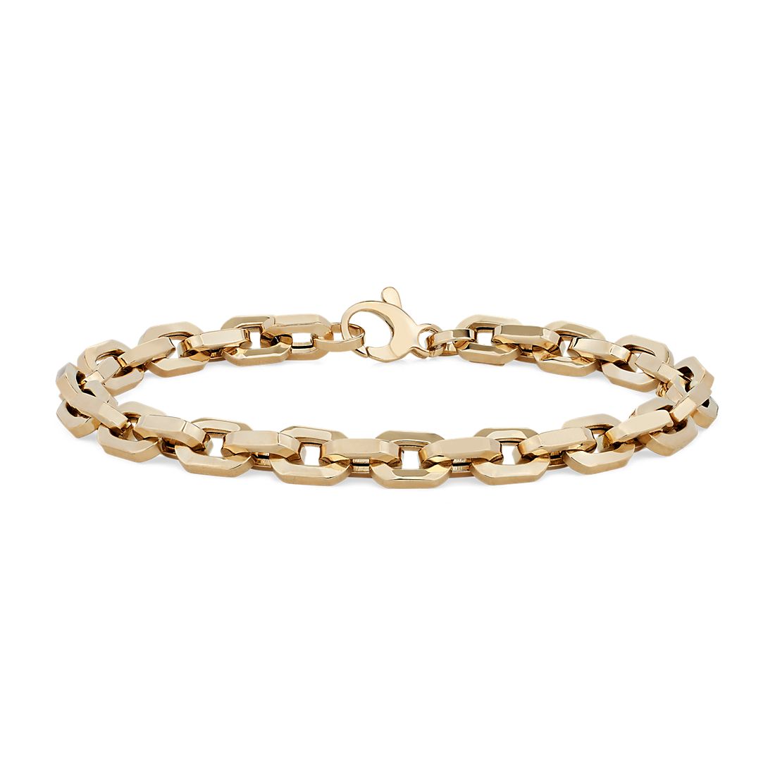 8" Men's Small Faceted Gold Bracelet in 14k Yellow Gold (6.5 mm)
