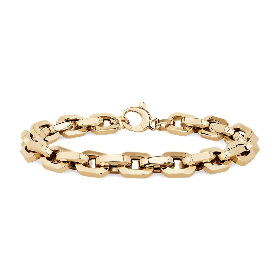 8.5" Large Faceted Bracelet in 14k Yellow Gold (8.7 mm)