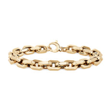 NEW 8.5&quot; Men&#39;s Large Faceted Bracelet in 14k Yellow Gold (8.7 mm)