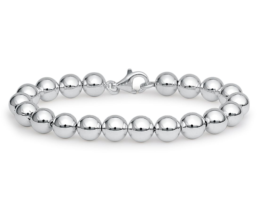 7.5" Beads Bracelet in Sterling Silver (8 mm)