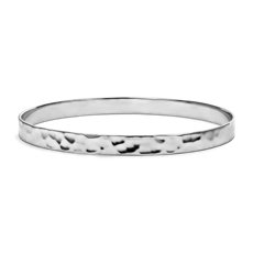 Hammered Bangle in Sterling Silver