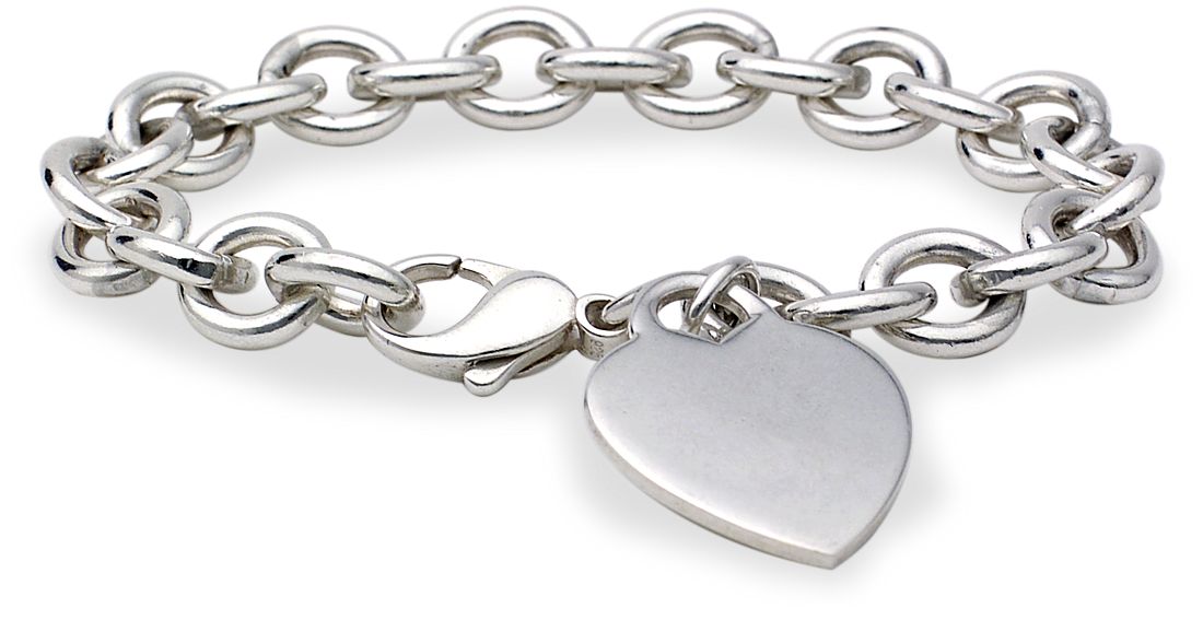 8" Heart-Tag Bracelet in Sterling Silver
