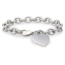8" Heart-Tag Bracelet in Sterling Silver