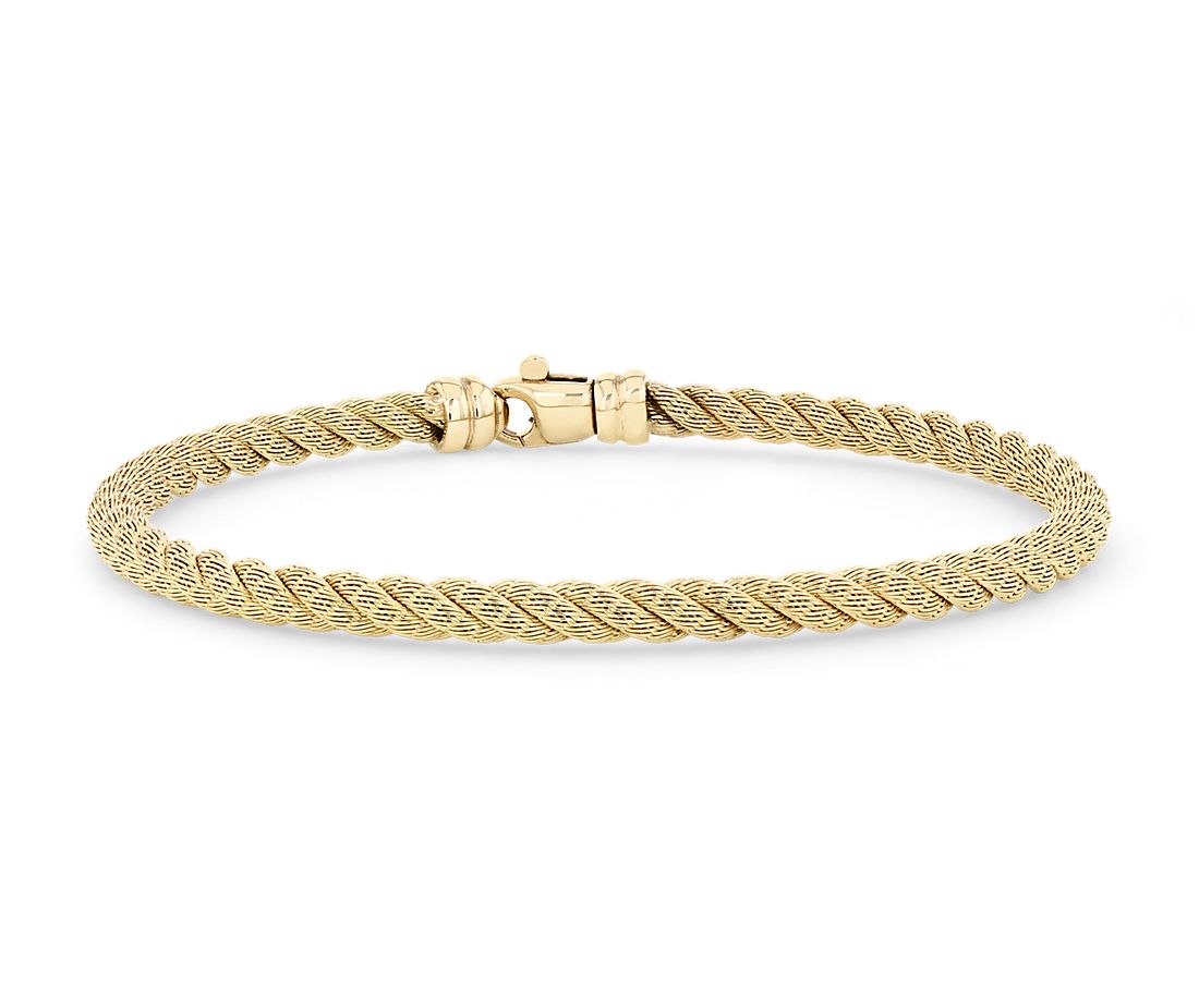 7.5" Twisted Rope Bracelet in 18k Italian Yellow Gold (4 mm)