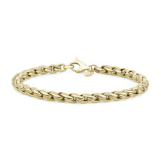 7.5&quot; Squared Wheat Chain Bracelet in 14k Italian Yellow Gold (5 mm)