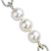 White Freshwater Pearl Bolo Bracelet with Diamond Detail in 14k Yellow Gold