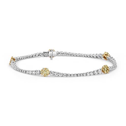 Yellow and White Diamond Floral Bracelet in 18k Yellow and White Gold (3  1/5 ct. tw.) | Blue Nile JP