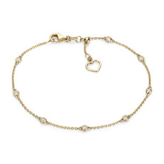 Diamond Station and Heart Bracelet  in 14k Yellow Gold (0.25 ct. tw.)