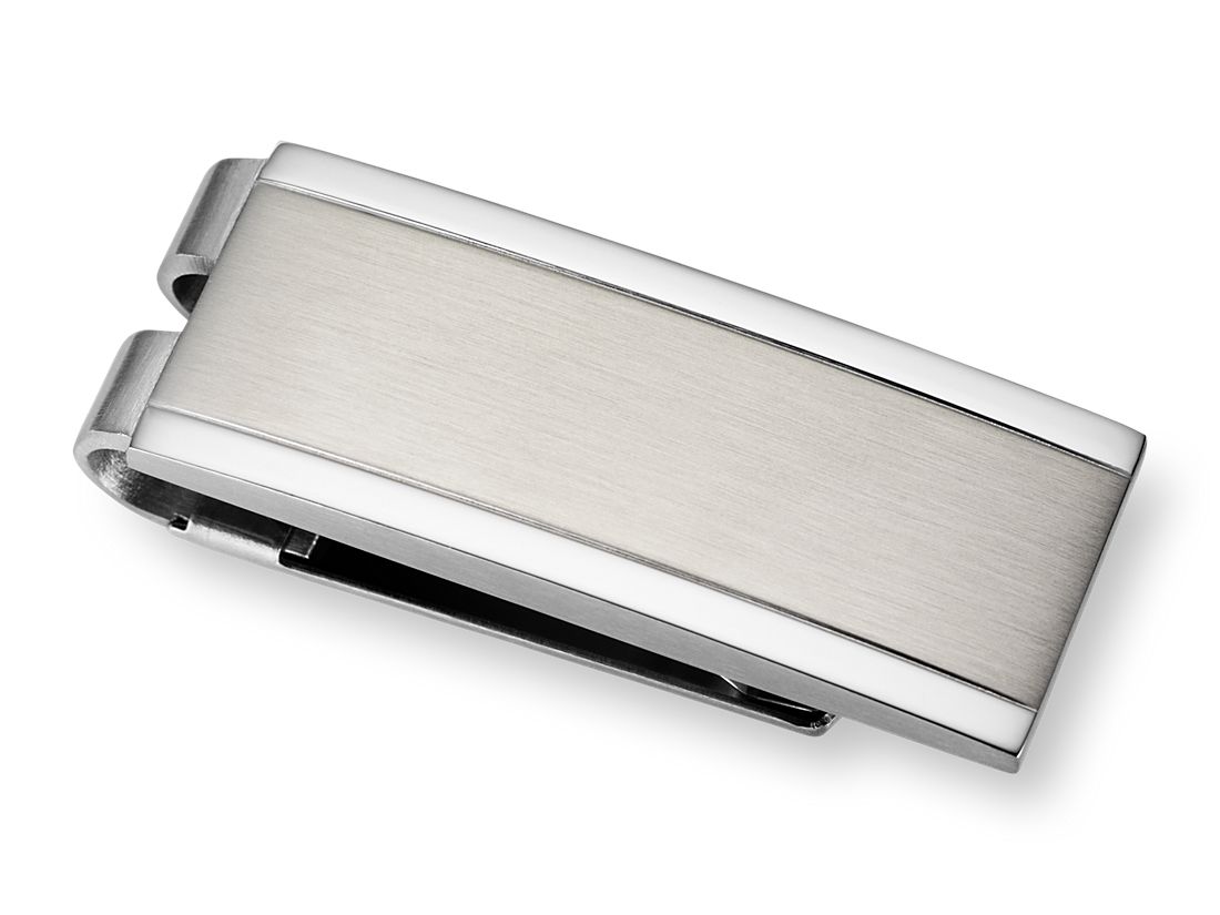Brushed and Polished Money Clip in Stainless Steel