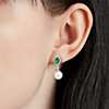 Classic Akoya Cultured Pearl Drop Earrings with Emerald and Diamond Detail in 14k White Gold