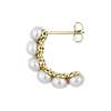 Double Row Freshwater Pearl Hoop Earrings with Diamond Accents in 14k Yellow Gold