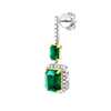 Emerald and Diamond Drop Earrings in 18k Yellow and White Gold (9x7mm)