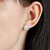 Freshwater Pearl with Baguette Diamond Stud Earrings in 14k Yellow Gold