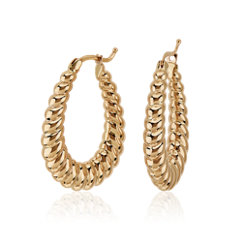 Twisted Oval Earrings in 14k Yellow Gold (24 mm)