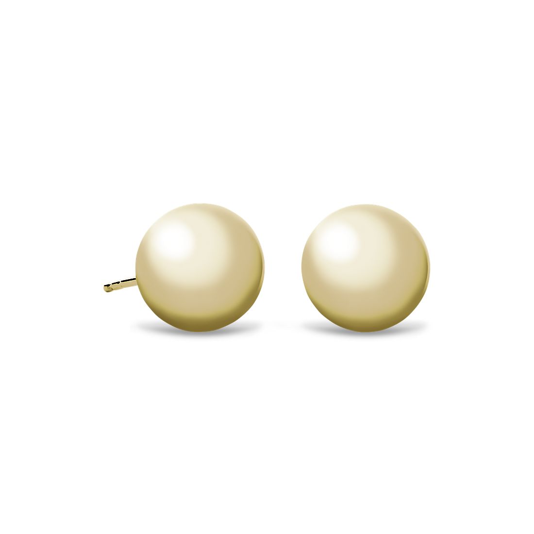 14K Solid Yellow Gold Ball Earrings 10 mm With Genuine 14K Gold Push backs 