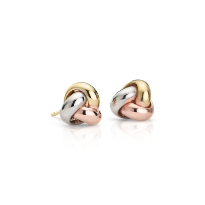 Love Knot Earrings In 14k Tri Colour Gold Blue Nile Mt