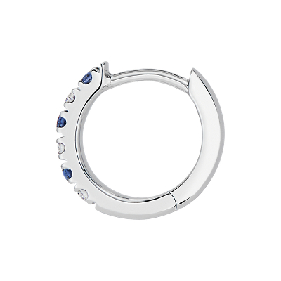Alternating Sapphire and Diamond Petite Huggies in 14k White Gold