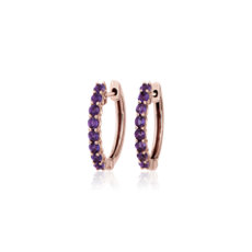 14k 玫瑰金紫水晶圈形耳環