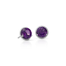 925 純銀紫水晶繩索耳釘耳環（7 毫米）