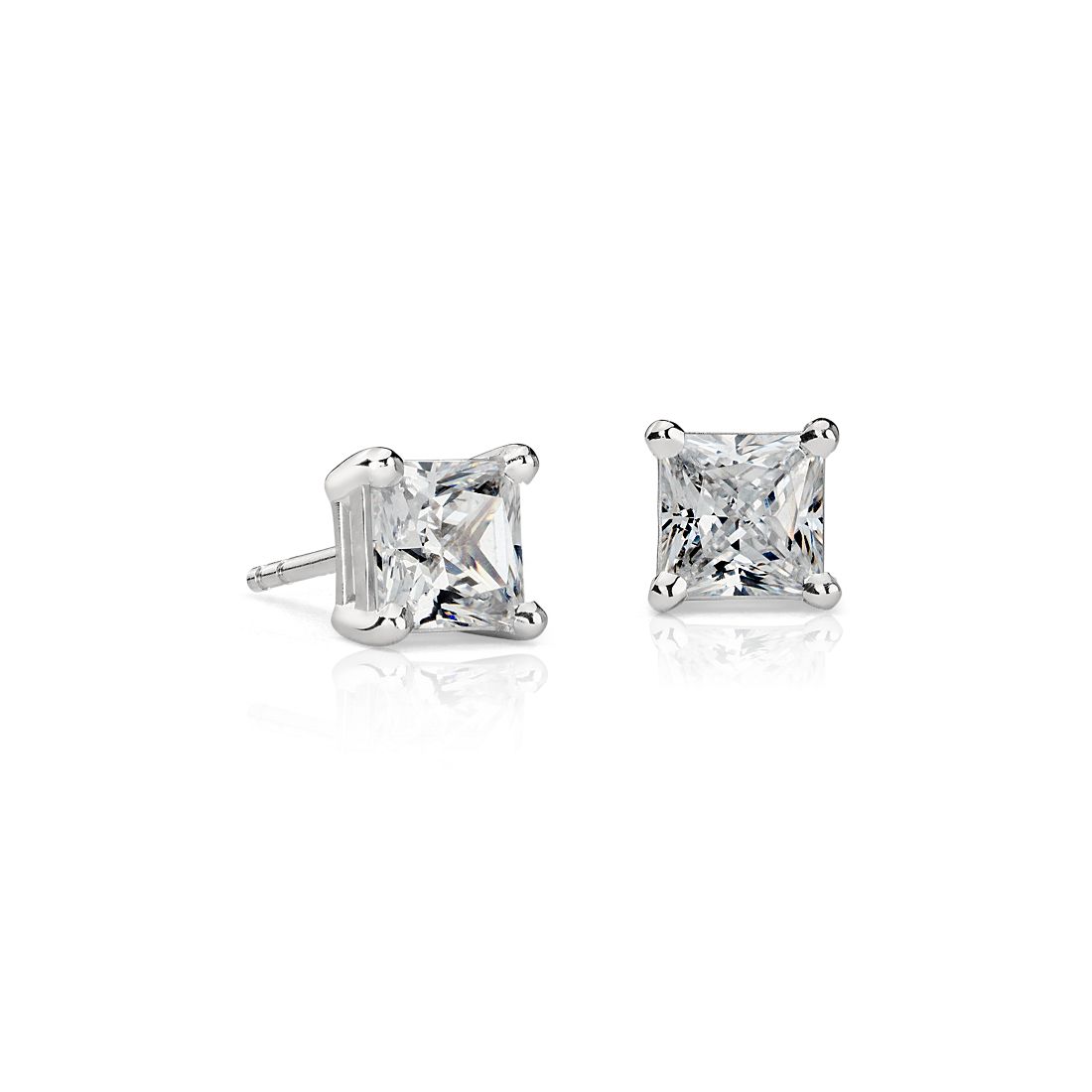 Astor Princess-Cut Diamond Stud Earrings in Platinum (2 ct. tw.) - F / VS2