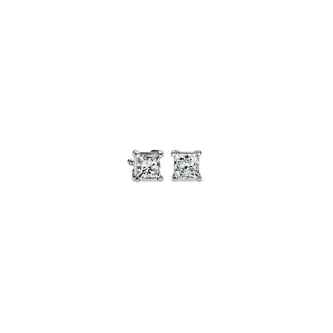 Astor Princess-Cut Diamond Stud Earrings in Platinum (5/8 ct. tw.) - F / VS2