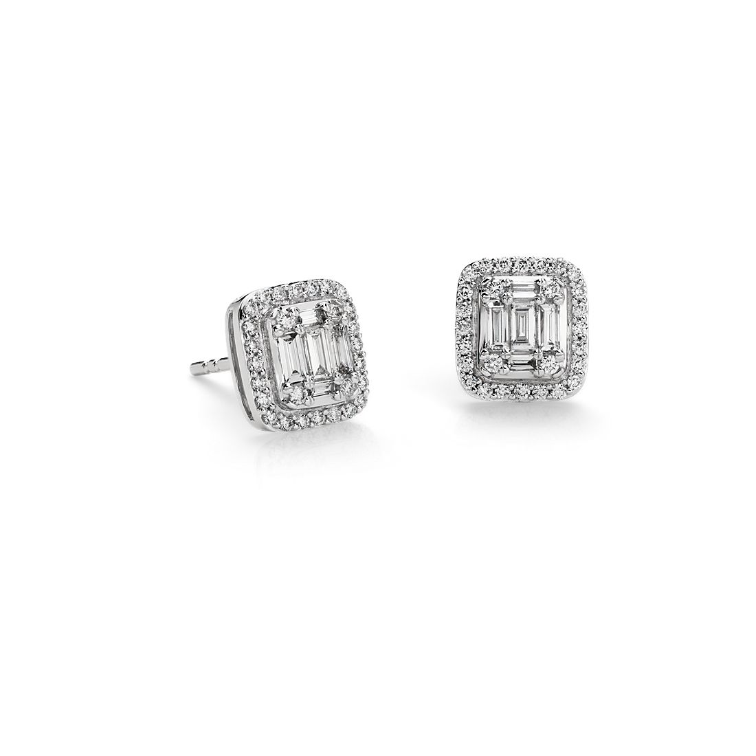 Baguette diamond earrings white gold bestbuy miami