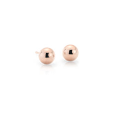 Bead Ball Stud Earrings in 14k Rose Gold (6mm)