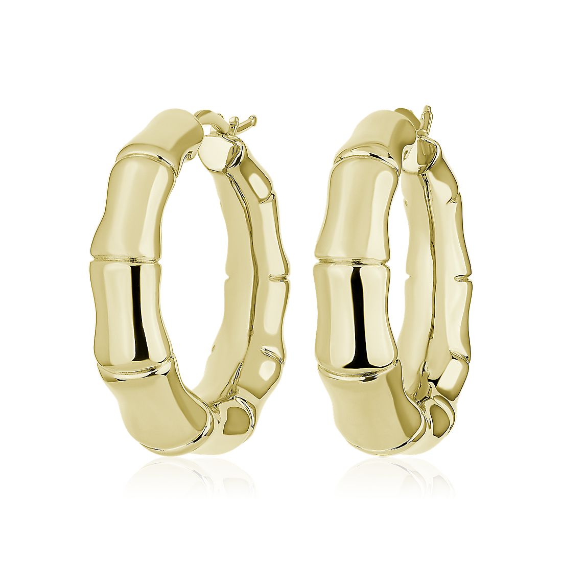 Bamboo Hoop Earrings in 14k Yellow Gold