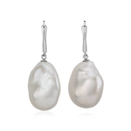 Baroque earrings golden cross baroque freshwater pearls