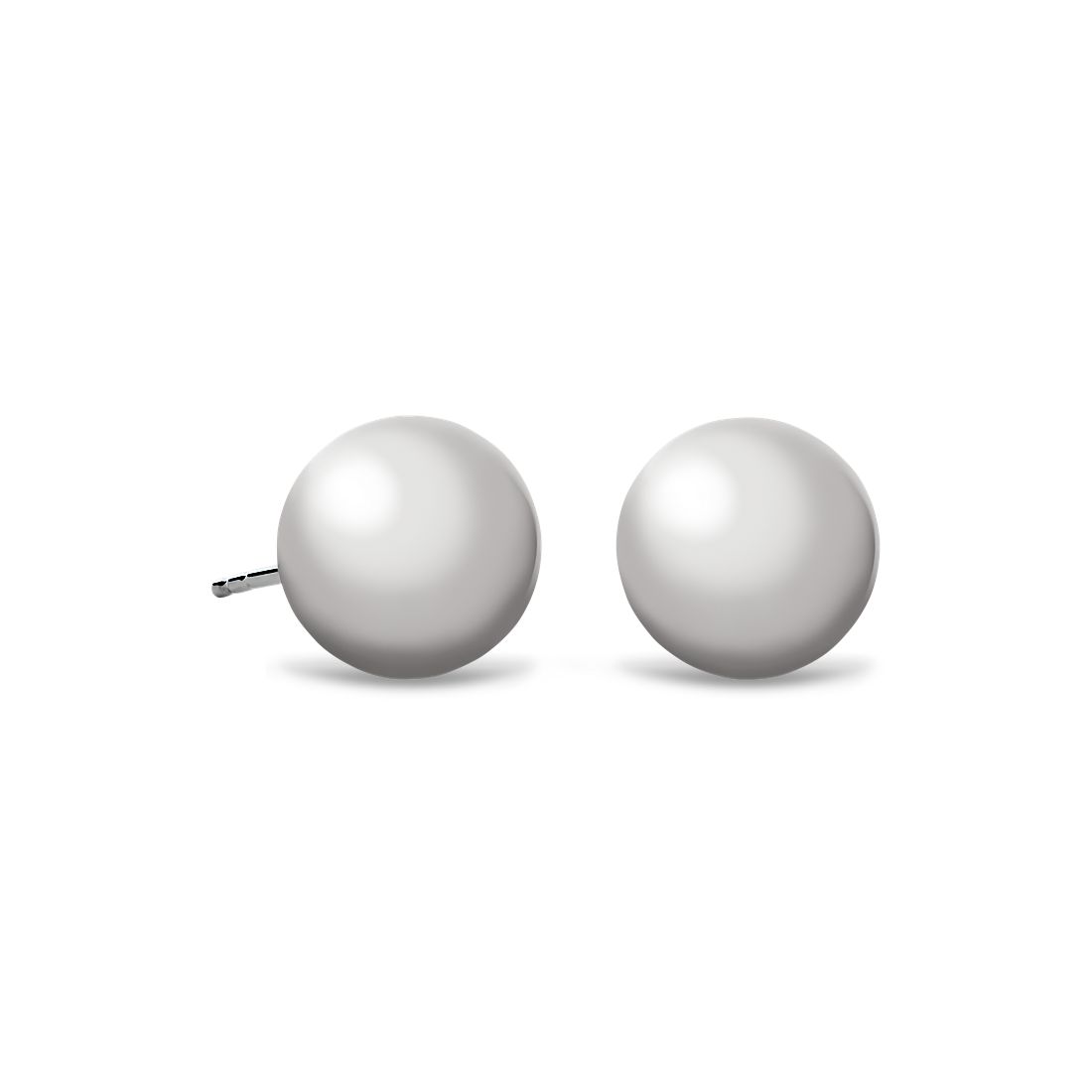 Ball Stud Earrings in 14k White Gold (10mm)