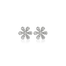 Blue Lily of the Nile Earrings in 18k White Gold (1/2 ct. tw.)