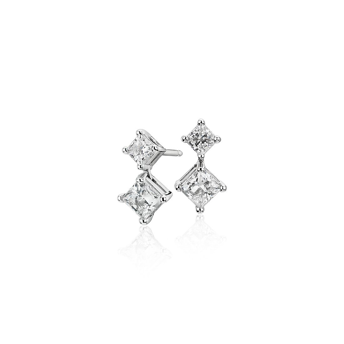 Blue Nile Signature Diamond Two-Stone Drop Earrings in Platinum (1 1/8 ct. tw.)