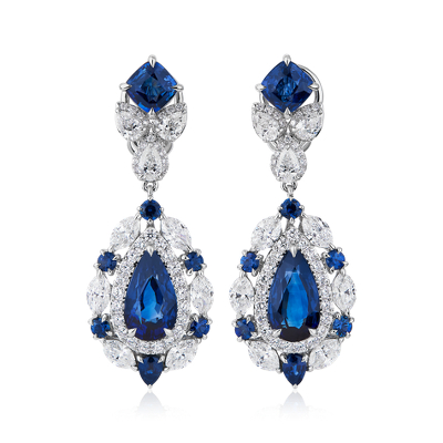 Blue Sapphire and Diamond Earrings in 18k White Gold | Blue Nile