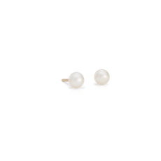 チルドレンズ淡水養殖真珠ピアス  (K14イエローゴールド)  （4mm）