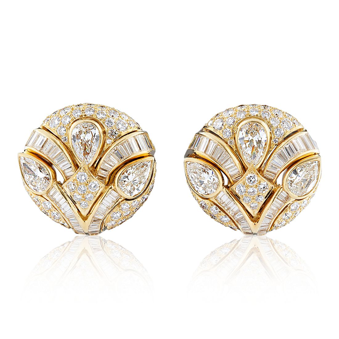 Estate Diamond Button Earrings in 18k Yellow Gold (11.83 ct. tw.)