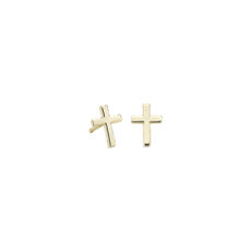 Boucles d’oreilles croix en or jaune 14 carats(7,5 mm)