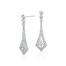 Deco Drop Diamond Earrings in 14k White Gold (0.60 ct. tw.)