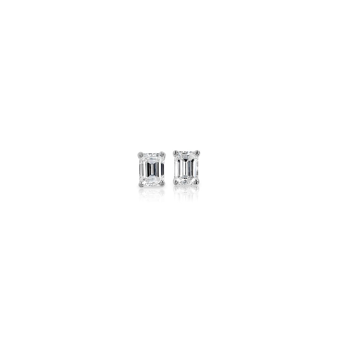 Details about   2CT Emerald Cut Designer Studs White Sapphire 18k Pink Gold Earrings Push back