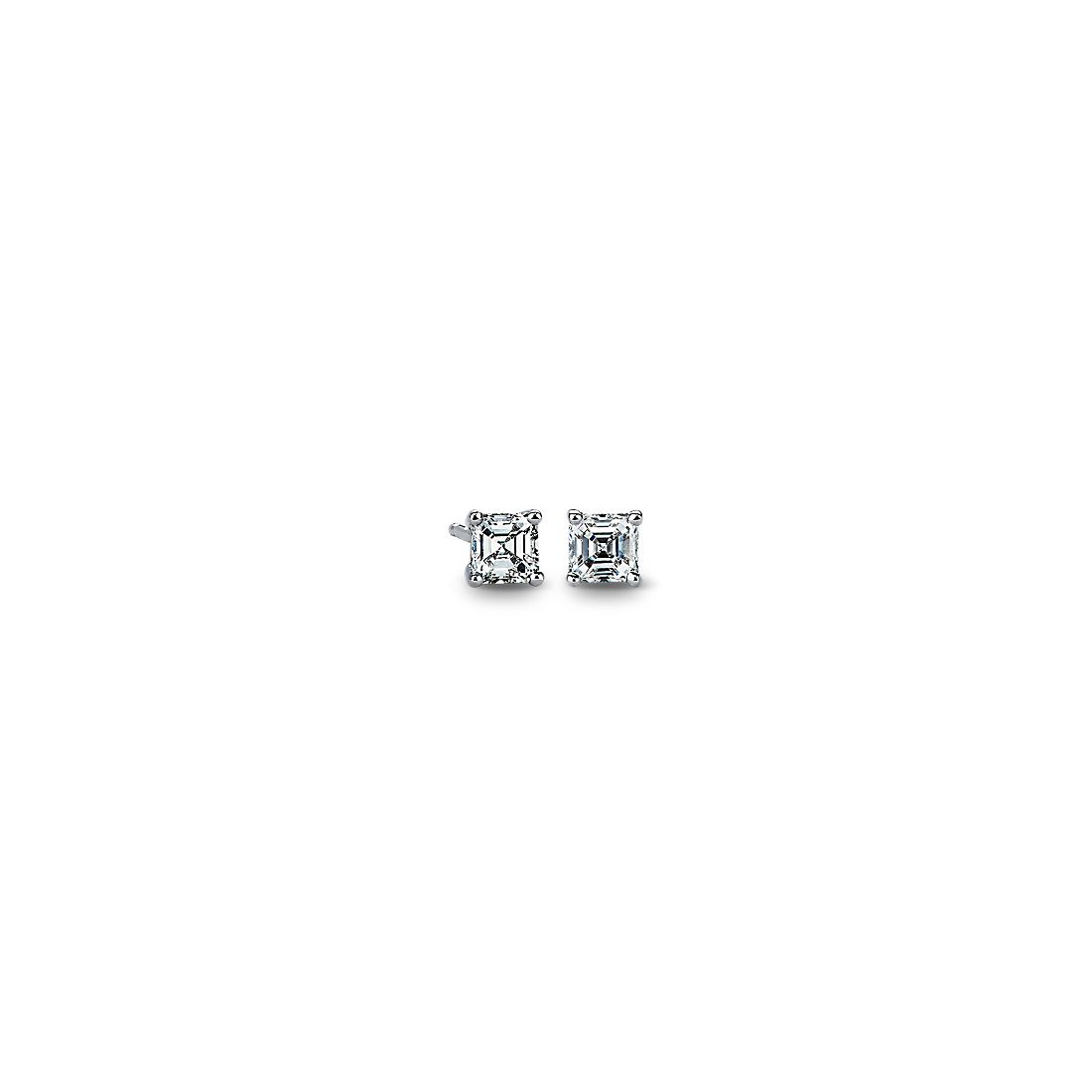 Asscher Diamond Stud Earrings in 14k White Gold (0.47 ct. tw.)