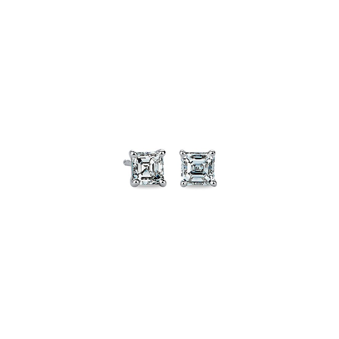 Asscher Diamond Stud Earrings in 14k White Gold (3/4 ct. tw.)