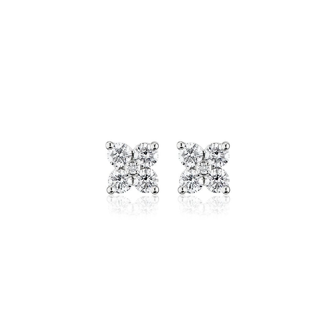 Diamond Cluster Stud Earrings in 14k White Gold (1.00 ct. tw.)